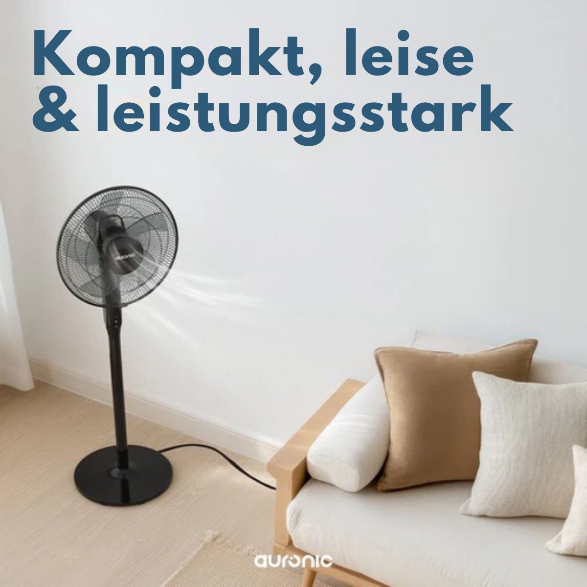 Auronic Stativventilator - Standventilator - Luftkühler - Boden- und Tischventilator - 3-in-1 - 12 Geschwindigkeiten - Leise - Mit Fernbedienung - Schwarz