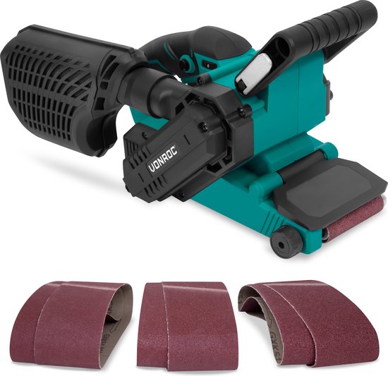 VONROC Bandschleifmaschine 710W - Inkl. 6 Schleifbänder - variable Geschwindigkeit