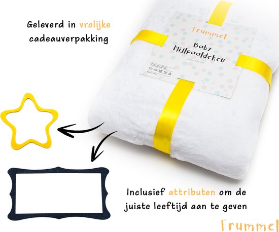 Frummel Milestone blanket 'Moon' - Milestone blanket - Milestone baby - Baby Gift Boy - Baby Gift Girl - Baby Shower Gift - Baby Gift - Milestone blanket in Dutch - Muttertagsgeschenk - 100 x 150 cm
