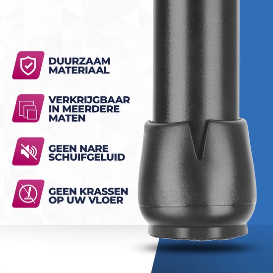 Roegaarden Stuhlbeinschoner Rund - Stuhlbeinkappen - Stuhlbeinfilze - 24 Stück - Schwarz - 17-21MM