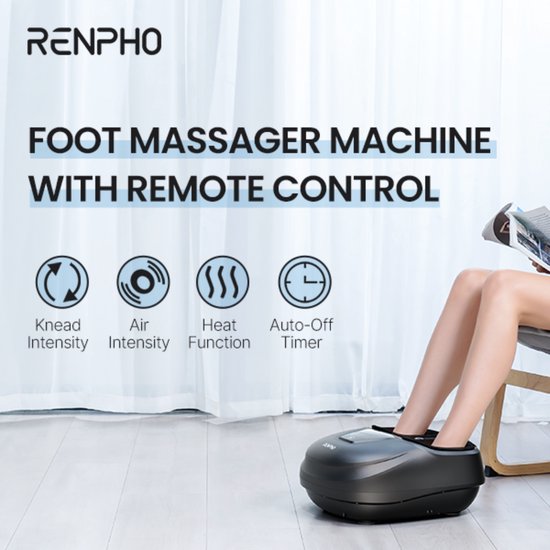 RENPHO Shiatsu-Fußmassagegerät FM058R - Kompaktes Design - Wärmefunktion - Einstellbare Intensität - mit Fernbedienung - Schwarz