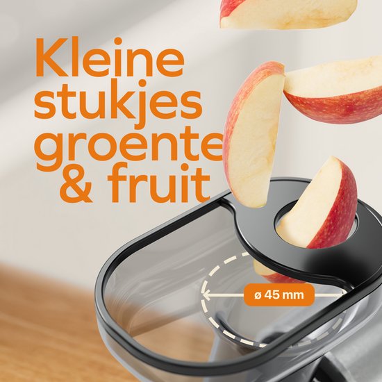KitchenBrothers Slowjuicer - Kompakt - Saftpresse - Gemüse- und Obstpresse - 45 mm - 500 ml - Grau