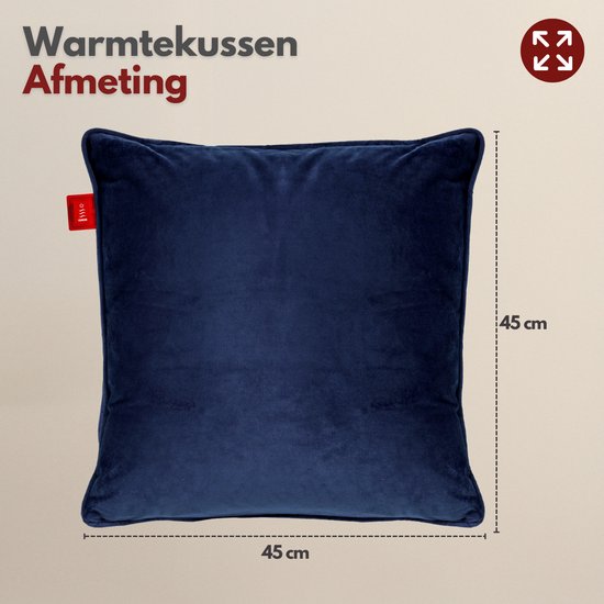 Coozie Wiederaufladbares Wärmekissen - Kabellos & verkabelt - 45-65°C - Samt - 45 x 45 cm - Elektrisches Kissen - Inkl. Powerbank - Bis zu 8 Stunden Wärme - Dunkelblau