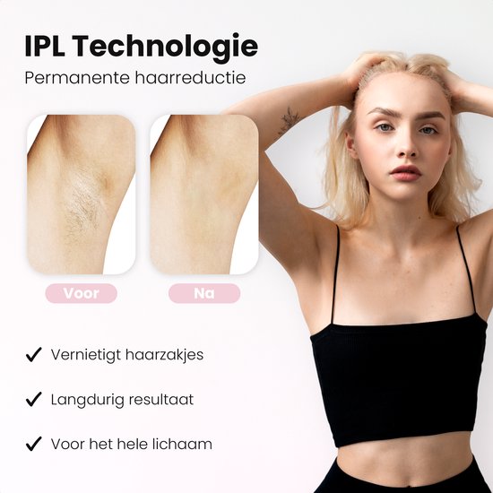 Leafline® IPL Laser Epilierer - Epilierer Damen - Schmerzfrei mit Eiskühlung - Für dauerhafte Haarentfernung von allen Körperteilen - 999.999 Blitze - Heimgebrauch