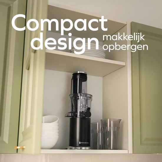 KitchenBrothers Slowjuicer - Vertikal - Gemüse- und Obstpresse - 80 mm - 750 ml - Schwarz
