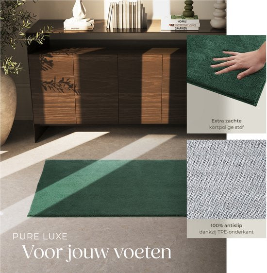 tectake® Kurzflorteppich - 80 x 150 cm - Grün - Teppich für Wohnzimmer, Schlafzimmer, Esszimmer - Pflegeleicht und waschbar - Rutschfeste Unterlage - Allergikerfreundlich - Verschiedene Größen und Farben
