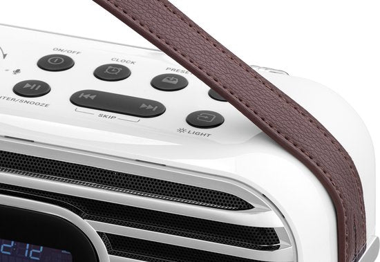Vlectro Retro DAB+ Radio mit Bluetooth - Kompaktes Design - 12h Akkulaufzeit - Wecker inklusive