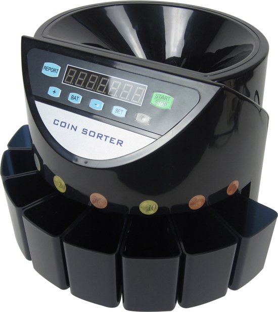 Truskore® - Geldzählmaschine - Münzzählmaschine - Schwarz - Münzsortierer - Inkl. Gitterablage und Staubschutz - Münzzählung B9001