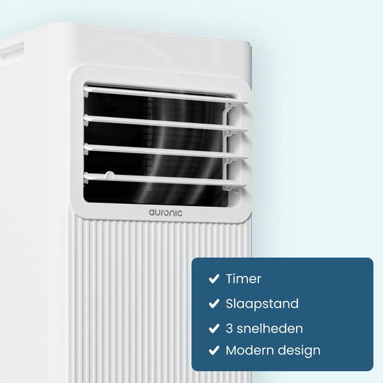 Auronic Mobile Air Conditioner - 7.000 BTU - 3-in-1 - Klimaanlage mit 2 Fensterdichtungs-Kits - Ventilator - Luftentfeuchter - kühlt bis zu 20m² - Weiß