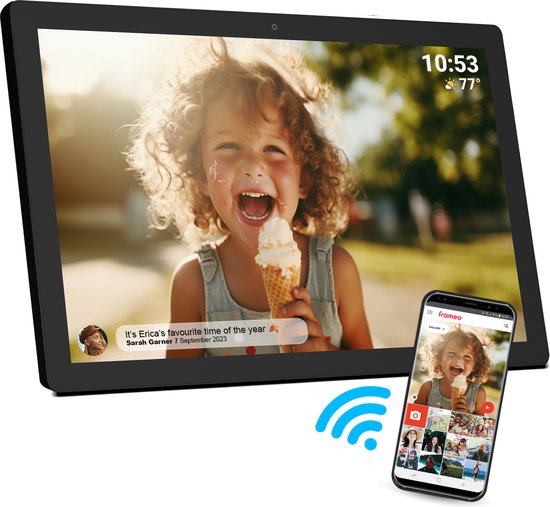 Denver Digitaler Fotorahmen 32 Zoll - XXL - Full HD - Frameo App - Fotorahmen - WiFi - 32GB - IPS-Touchscreen - PFF3260
