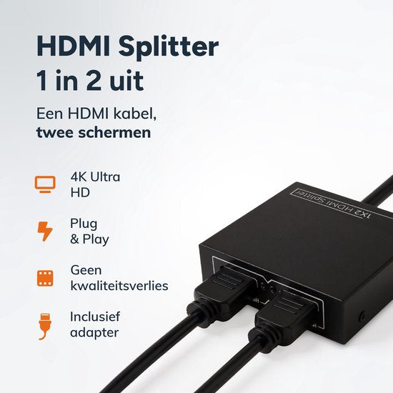 Skoov HDMI Splitter 1 in 2 out - 4K HDMI Splitter Adapter - Kabel - 2 Ports - Bildvervielfältigung - Universal - Game - TV - PC - Extender