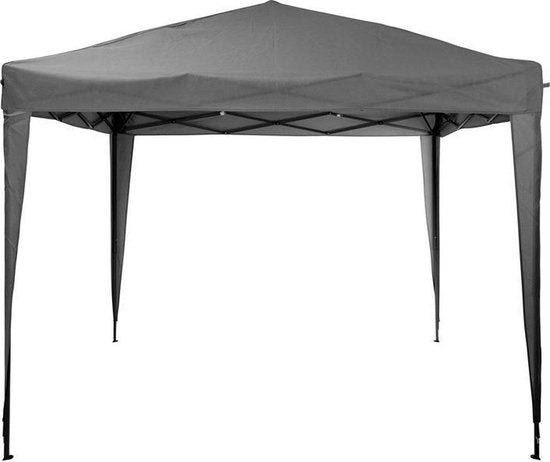 Pro Garden Easy-Up Partyzelt - 300 x 300 x 245 cm - Polyethylen - Faltbar & Wasserfest - Inklusive Tragetasche - Für Gartenpartys & Veranstaltungen - Grau