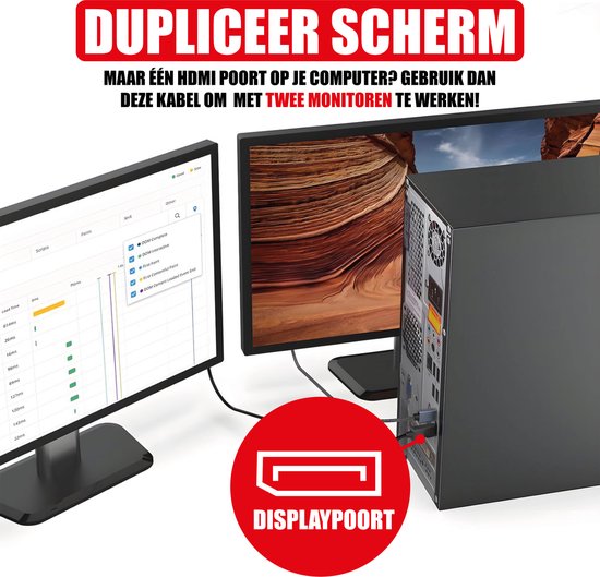 DisplayPort-zu-HDMI-Kabel – Unterstützt 1080p – DisplayPort-Stecker und HDMI-Stecker – 2 Meter – 4K bei 60 Hz – Full HD
