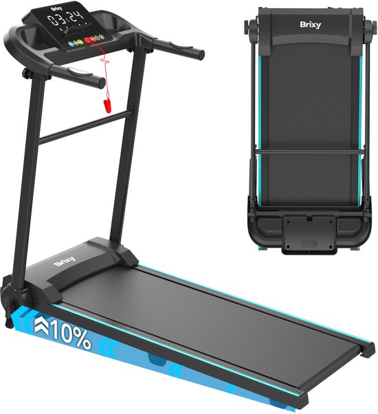 Brixy Laufband - Zusammenklappbar - Laufband - 12 Programme - Tablet-Halterung - Steigungsfunktion - Laufband - 1-12km/h