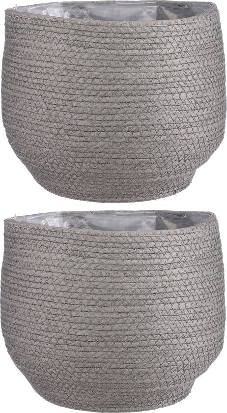 Mica Decorations Jorck Korb für Pflanzen - H24 x Ø26 cm - Papier - Grau