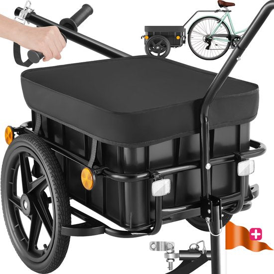tectake® 2-in-1 Fahrradanhänger - Gepäckwagen und Kinderwagen - Anhänger für Fahrräder, Mountainbikes und eBikes - Transportanhänger mit Deichsel - Mit Plane und Luftbereifung - Maximale Tragfähigkeit 50kg