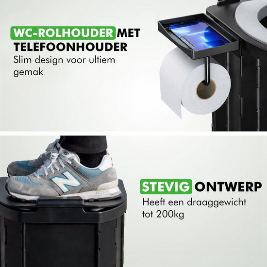 Travelhawk Campingtoilette - Toiletteneimer - Tragbar & faltbar - Inklusive 12 biologisch abbaubaren Beuteln und 10 Absorptionsbeuteln - Ideal für Camping, Festivals & im Freien