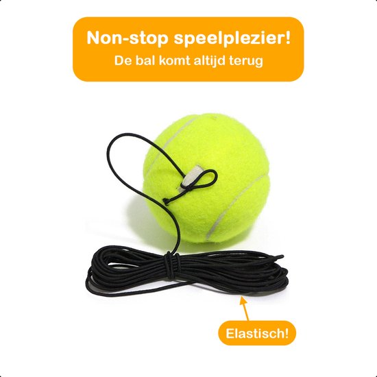 Tennisstock - Tennistrainer - Set mit Gummiband und Tennisball - Orange - Für den Garten - Kinder - Klassiker - Profi - Ferien - Erwachsene
