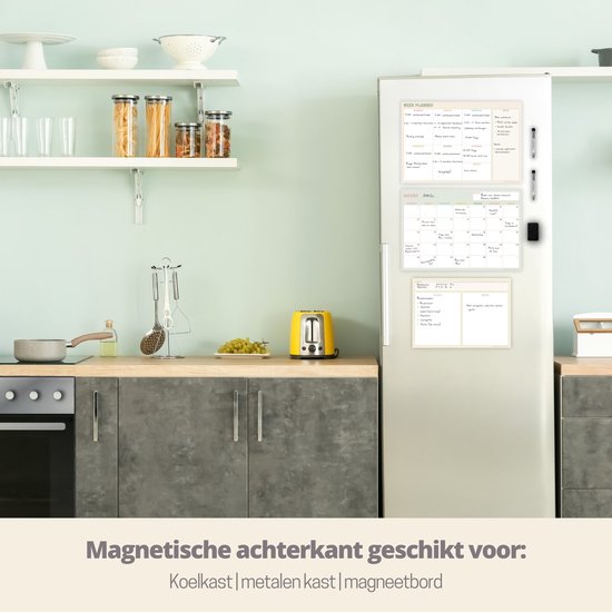 Magnetischer Wochenplaner + Monatsplaner Whiteboard - Trioset - Planer magnetisch - Planungstafel - Familienplaner
