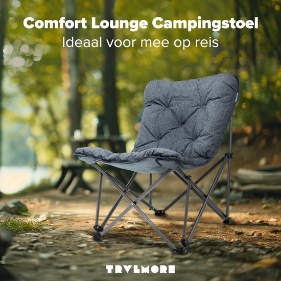 TRVLMORE Campingstuhl - Zusammenklappbar - Inkl. Tragetasche - Campingstuhl - Schmetterlingsstuhl - 136 kg Belastbarkeit - Grau