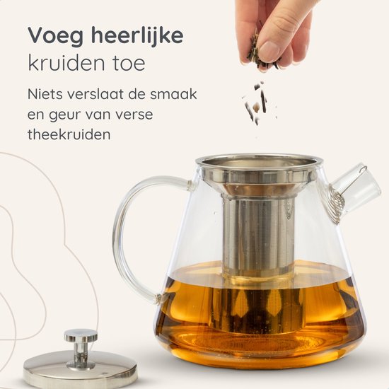 Deleca Glas-Teekannen-Set Klarheit - Mit Edelstahlfilter und Teelichtwärmer - Für losen Tee / Teeblumen - Weihnachtsgeschenk - Borosilikatglas / 1,5L