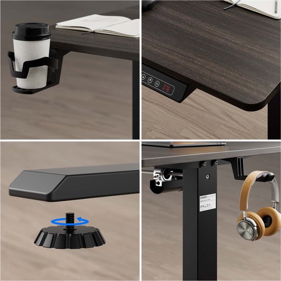 Casaria Sitz-Steh-Schreibtisch - Höhenverstellbar Elektrisch - 140x60cm Braun