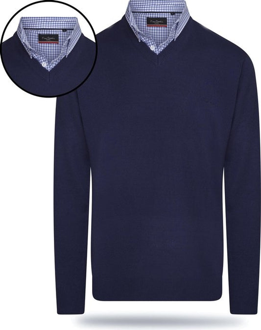 Pierre Cardin - Herren Pullover Mock Pullover - Blau - Größe M