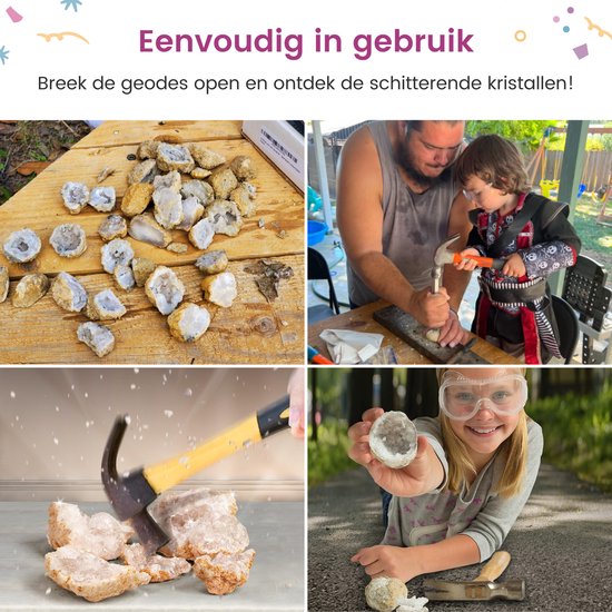 Partizzle 25x Grobstrass Geoden - Machen Sie Ihre eigenen offenen Baugruppen - Machen Sie Kristalle / Edelsteine Mineralien - Share Geschenke für Kinder - Grabbelton Treat Geschenke - Medium 2/4 cm