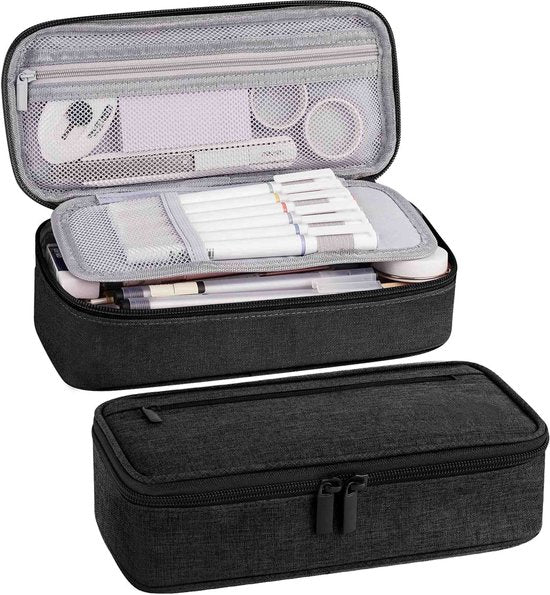 Diydash Etui - Federmäppchen - Federmappe - Schulmäppchen - Großes Etui - Schulbedarf - Trousse Scolaire - Für Mädchen, Jungen und Erwachsene - Schwarz