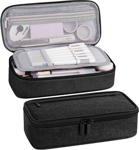 Diydash Etui - Federmäppchen - Federmappe - Schulmäppchen - Großes Etui - Schulbedarf - Trousse Scolaire - Für Mädchen, Jungen und Erwachsene - Schwarz