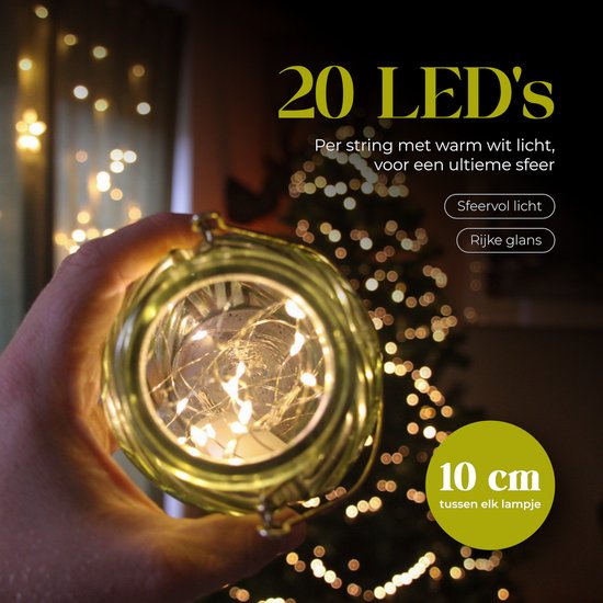 Giftmas Lichterketten - 6x2M LED Lichter - Lichter - Warmweiß - 72 Stunden Brenndauer - Weihnachtsdekorationen für drinnen und draußen - Weihnachtslichter