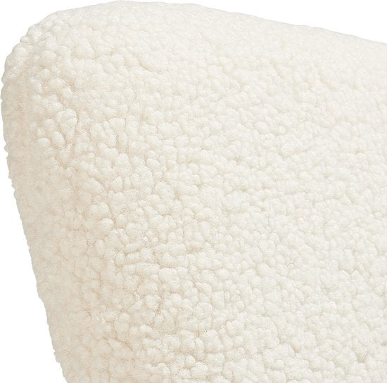 tectake Sessel im skandinavischen Stil - Mit Fußhocker - Teddy Chair Hygge - Sessel für Wohnzimmer, Schlafzimmer - Loungesessel - Goldfarbene Metallbeine - Belastbarkeit bis 150 kg - Creme