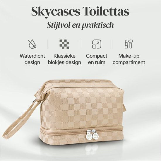 Skycases Travel Essentials - Kulturtasche und Make-up-Organizer - wasserdicht und kompakt - geeignet für Reisen und den täglichen Gebrauch - Unisex - Gold