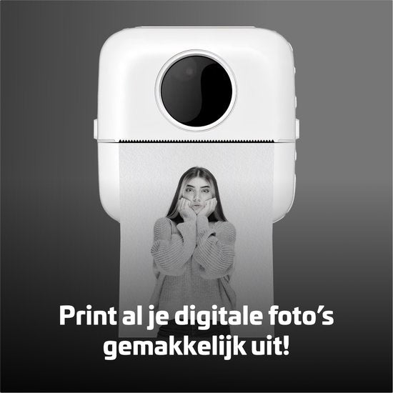 Garpex® Mini-Drucker für das Handy - Taschendrucker - Premium Mini-Fotodrucker - Tragbarer Smartphone-Drucker - Mobiler Fotodrucker - Stickerdrucker - Weiß - Inkl. 5 Rollen Klebepapier + 5 Rollen weißes Papier + 3 Rollen farbiges Papier + 5 Stifte