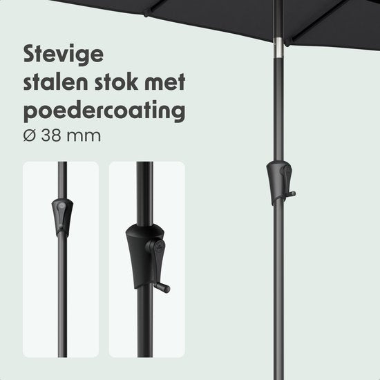 LifeGoods Doppelter Sonnenschirm - Garten - 160x300cm - bis zu 8 Personen - Wasserdicht - UPF50+ - Dunkelgrau