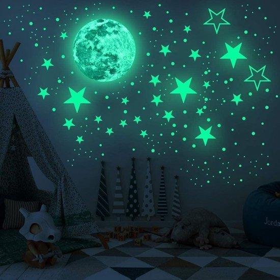 TLS Goods | Nachleuchtende Sterne | 436 Stück | Sterne & Mond Aufkleber | Nachleuchtende Sterne und Mond | Kinderzimmer | Leuchtende| Aufkleber | Kinder | Wandaufkleber | Sterne | Nacht | Sternenhimmel | Dekoration | Sinterklaas - Weihnachten