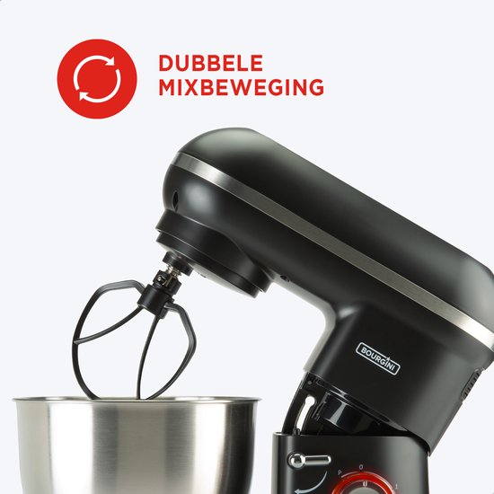 Bourgini Classic Kitchen Chef Küchenmaschine - 4.5L Rührschüssel - Küchenmaschine - Küchenroboter - 1300W- Schwarz