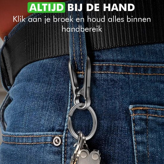 Travelhawk Karabiner Schlüsselanhänger - mit Schlüsselring - 3 Stück - Musketonhaken mit Karabiner - Karabiner Schlüsselanhänger - Aluminium - Silber