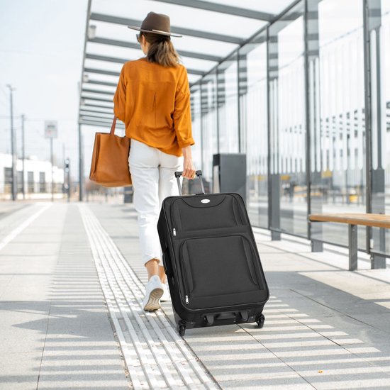 Juskys Trolley-Reisekoffer-Set / Kofferset Athen - 5-teilig - Schwarz