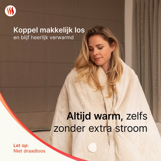 Seranova Heizdecke XXL - 180x160 cm - 2 Personen Heizdecke - Wärmedecke - Doppelseitiges Fleece Sherpa - Creme beige