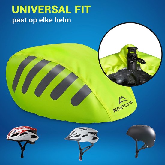 NEXTCOVER® Universal-Regenschutz für Fahrradhelme - 100% wind- und wasserdichter Helmüberzug - Reflektierender Fahrrad-Regenschutz für alle Helme - Wasserdichter Helmüberzug mit reflektierenden Sicherheitsmarkierungen