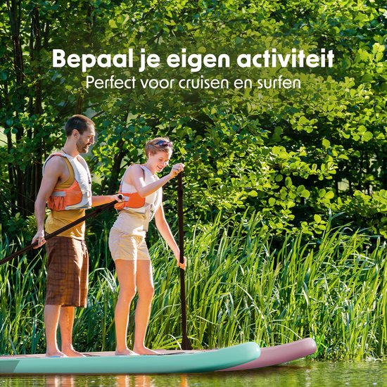 LifeGoods SUP Board All-round Compact - 100 KG Belastbarkeit - 300 x 76 cm - Aufblasbar - SUP-Komplettpaket - Mintgrün
