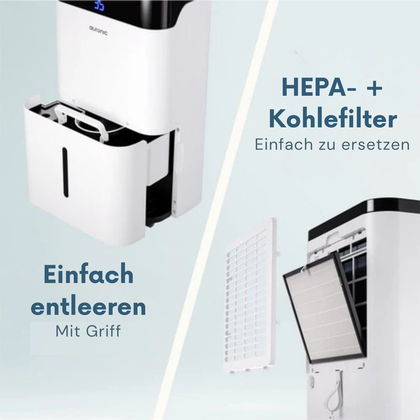 Auronic Luftentfeuchter und Luftreiniger - Better Plus Serie - Entfeuchtet 12L pro Tag - 5L Wassertank - Schlafzimmer, Badezimmer, Wohnzimmer und Büro - Weiß