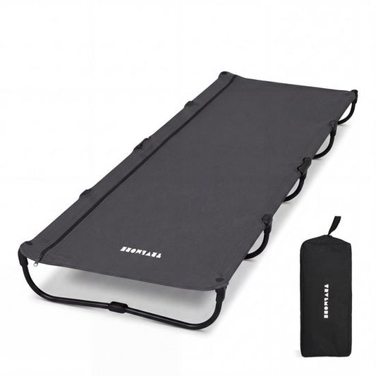 TRVLMORE Feldbett faltbar - 120KG Tragkraft - Campingbett inkl. Tragetasche - Liege 1 Person - Stahlrahmen - 193x66x15 cm - Grau