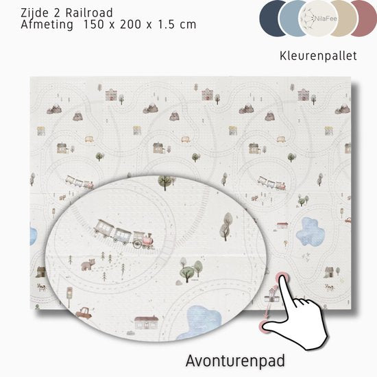 NilaFee® – Spielmatte für Babys – Spielteppich – Rutschfest – Zusammenklappbar – Aufbewahrungstasche – 150 x 190 x 1 cm – XPE – Wasserabweisend – Auto – Zug – Terrazo White