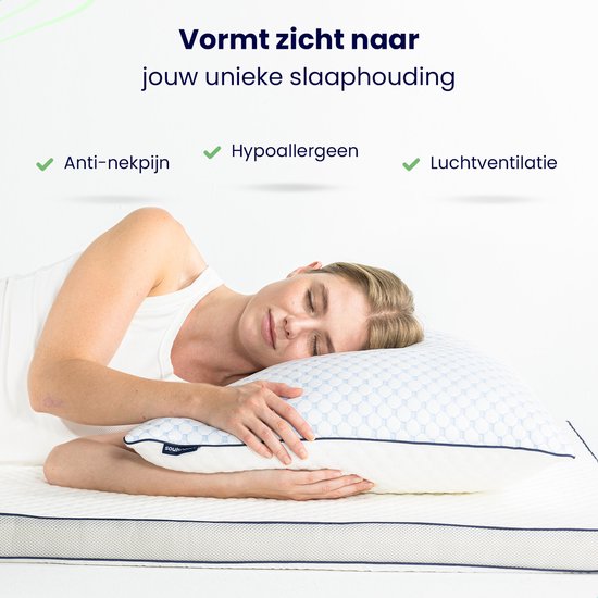 SoulsnoozeÂ¬Ã† - Luxuriöses Qualitätskissen Gloom - Verstellbares Design - Geeignet für Rücken-, Seiten- und Bauchschläfer - 60x70 cm - Schlafzimmerkissen - Anti-Allergie - Kühlend - Waschbar