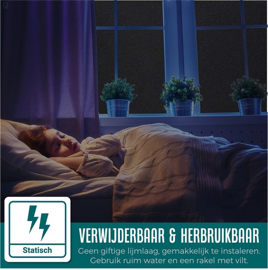 Homewell Verdunkelungstuch 70x300cm - Fensterfolie Verdunkelung - 100% Verdunkelung - Blendschutz, Isolierung und Sonnenschutz - Wiederverwendbar - Statisch - Schwarz