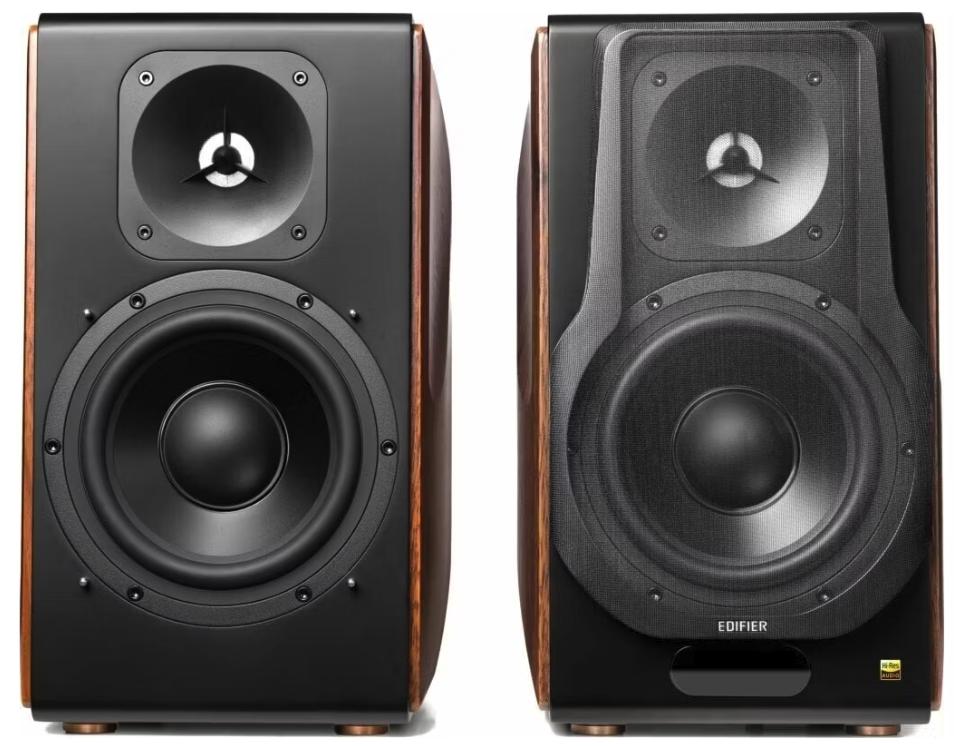 Edifier - S3000MKII Premium Active 2.0 Speakers - 256 W RMS - Schwarz & Braunes Holz - Hi-Res Audio & Bluetooth 5.0 - Kabellos verbundenes System - Ultimatives Klangerlebnis