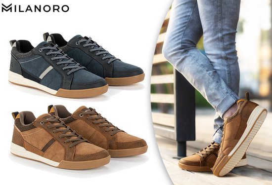 Milanoro - Bequeme Herren-Turnschuhe - Cognac - Größe 43