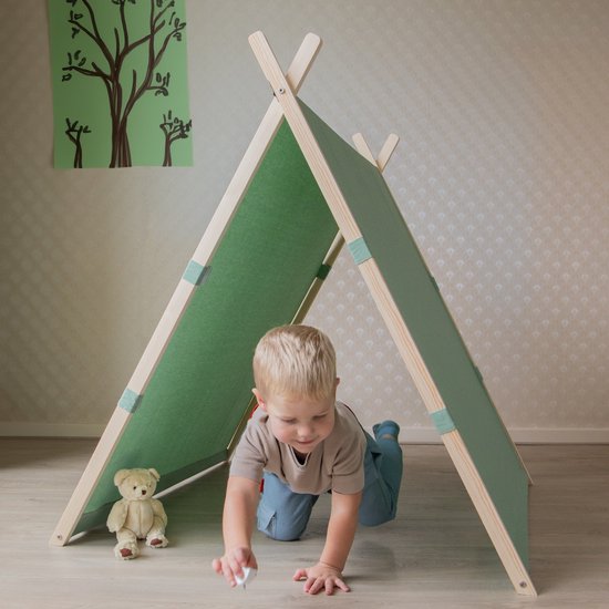Sunny Como Spielzelt Grün - Wigwam Tipi Zelt für Kinder - Stangen FSC Holz - 123x106x107cm
